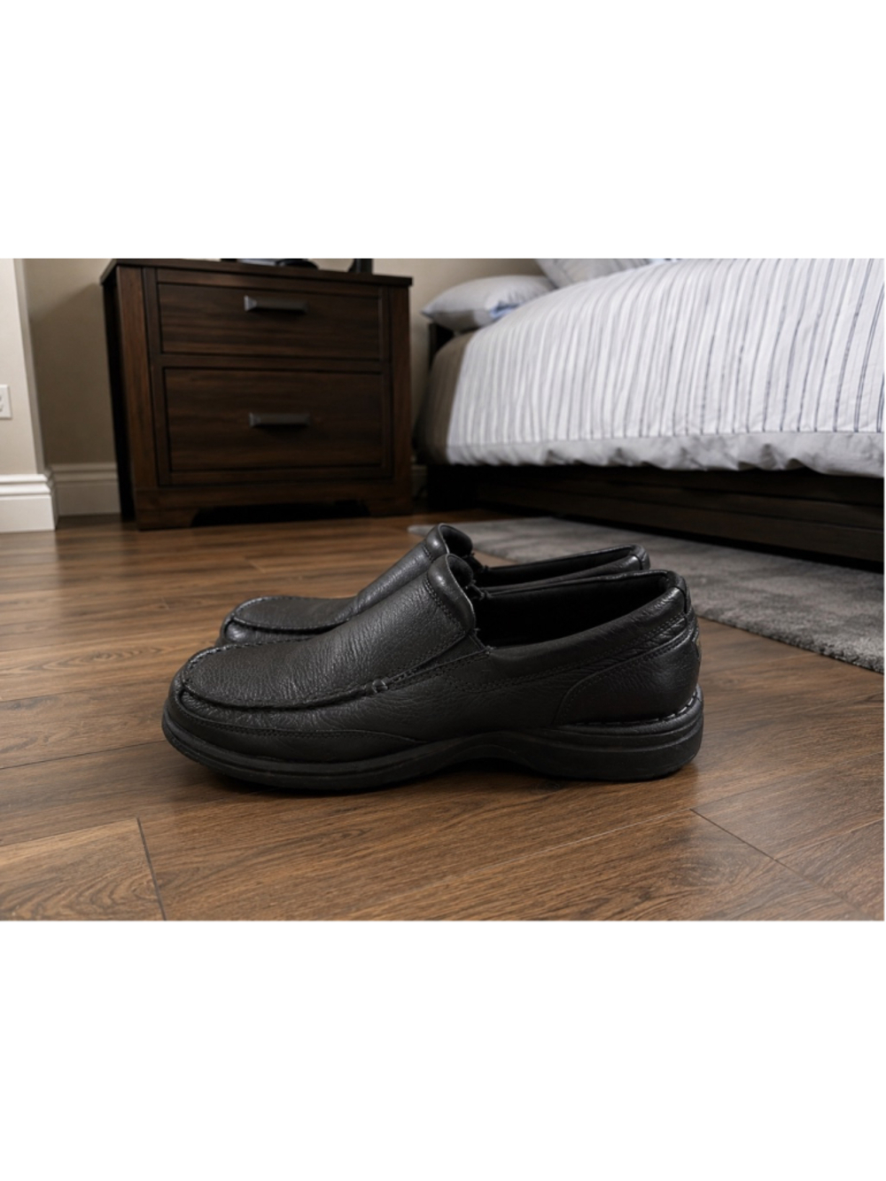 Rockport CG8965 Men’s Black Leather Slip Resistant Slip-On Loafers Size 9.5